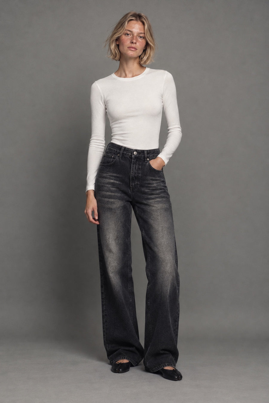 Jean Droit Taille Haute