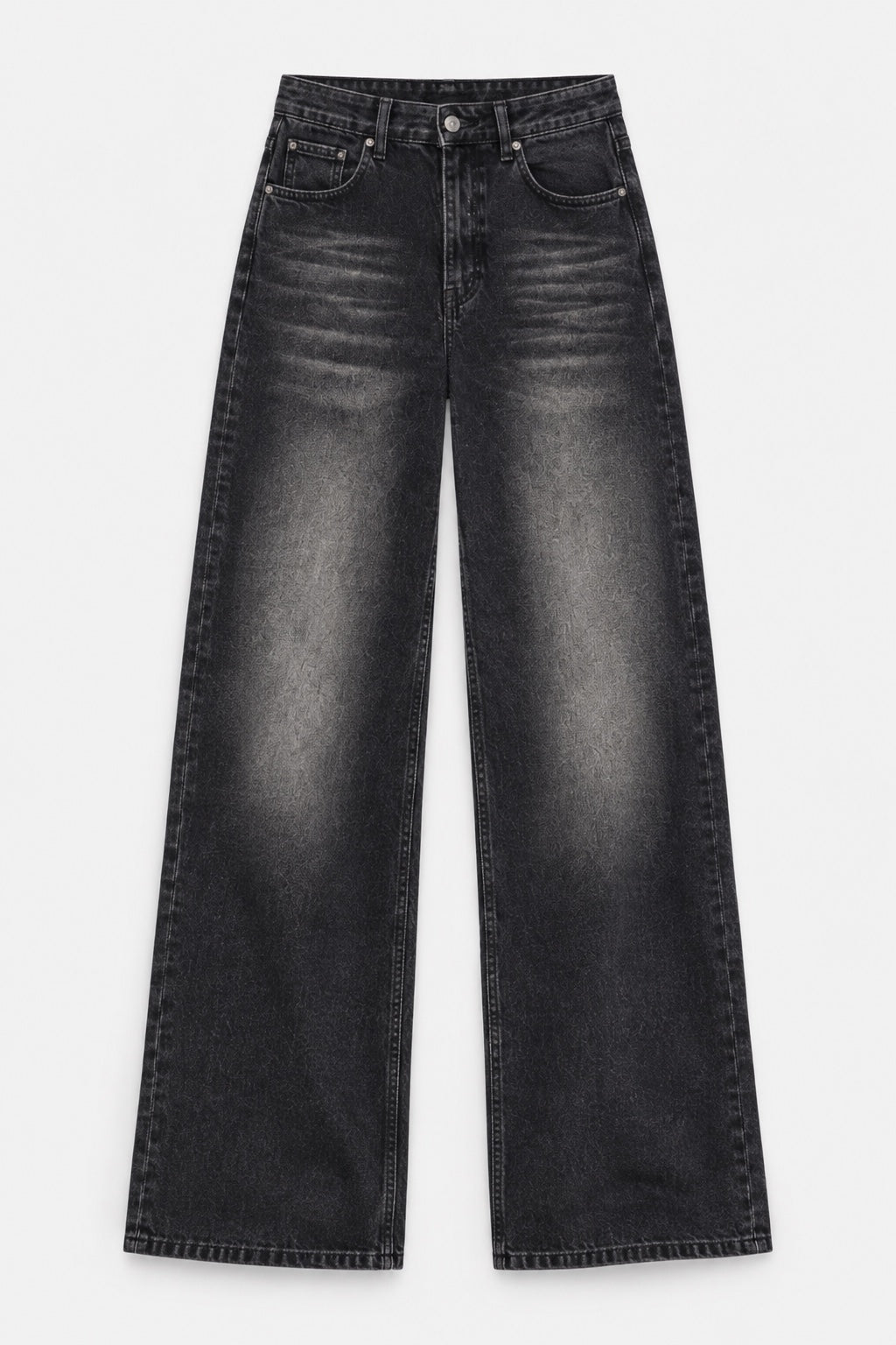 Jean Droit Taille Haute — Noir délavé — produit