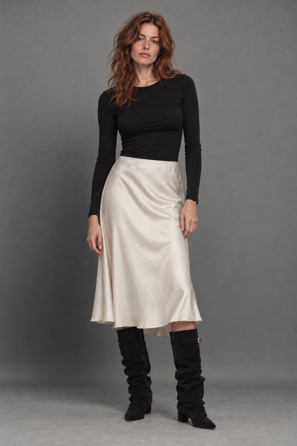 Bottes Hautes à Boucle — Noir — porté