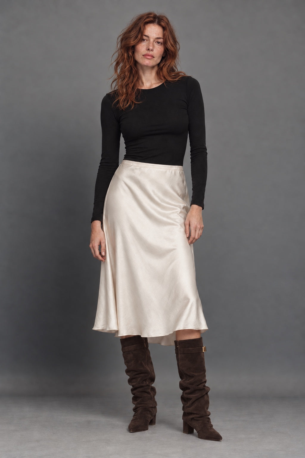 Bottes Hautes à Boucle — Marron — porté