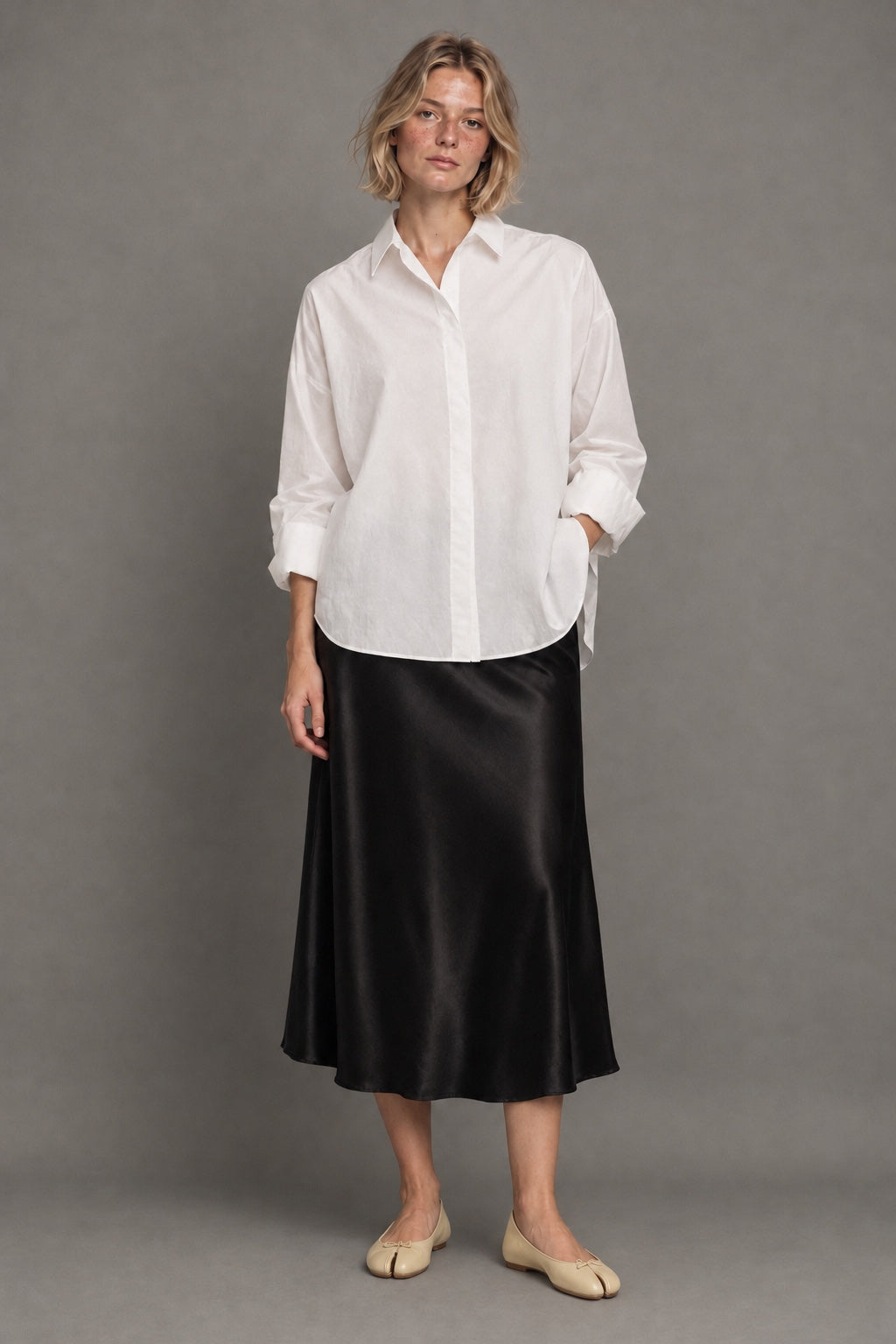 Ballerines Tabi Cuir Souple — Abricot — porté