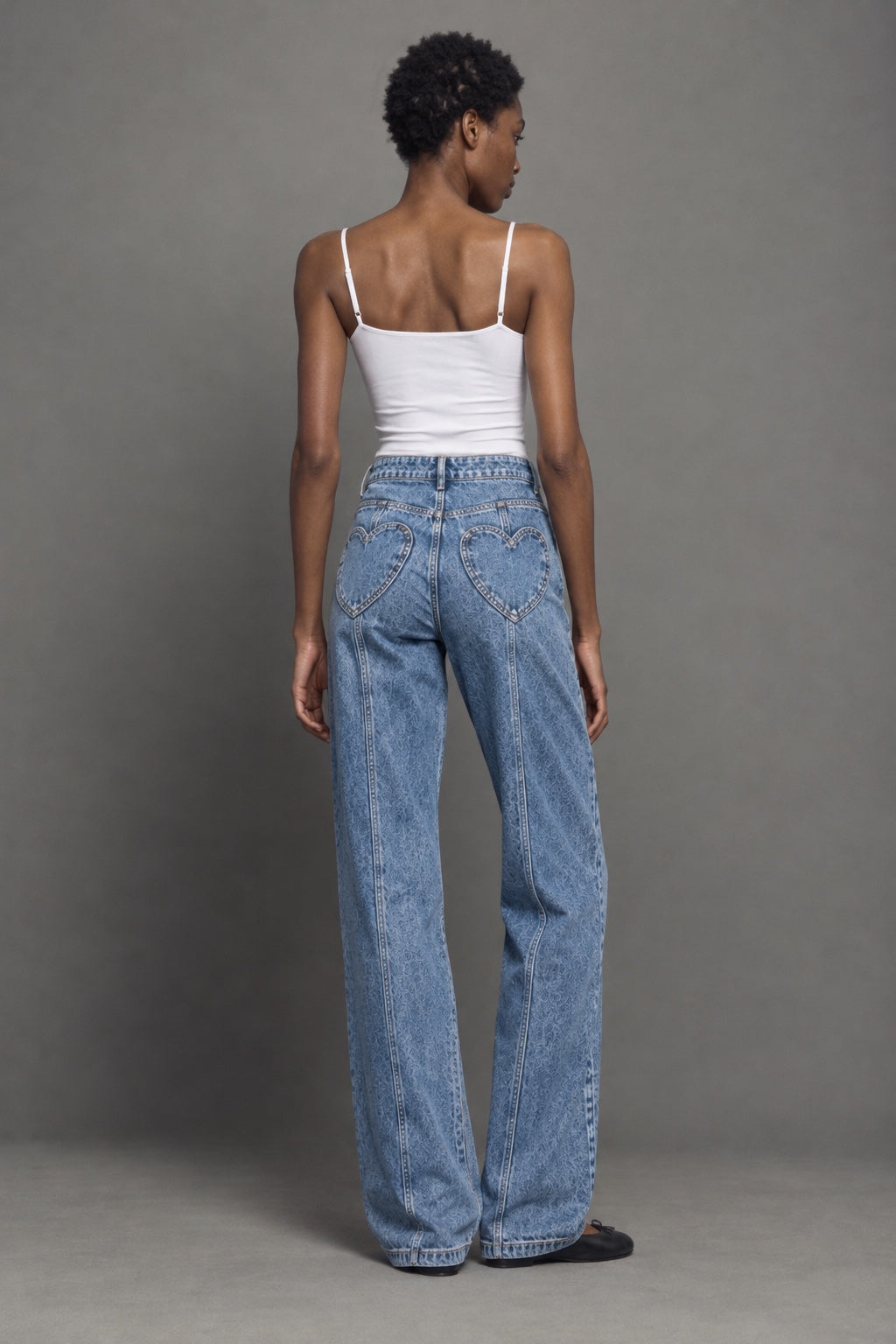 Jean Large Taille Haute Bleu Vintage — Bleu vintage — dos · shoot
