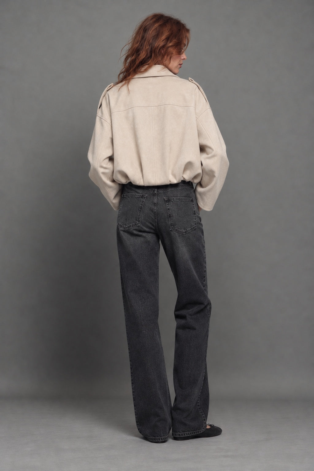 Bomber en Suédine — Beige — dos · shoot