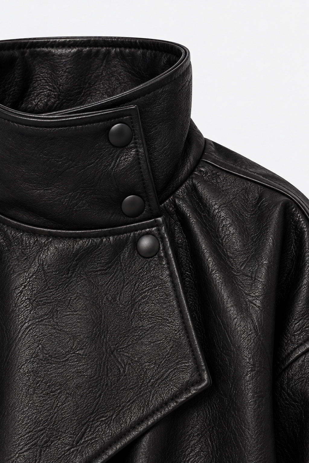Blouson Aviateur Effet Cuir — Noir — détail
